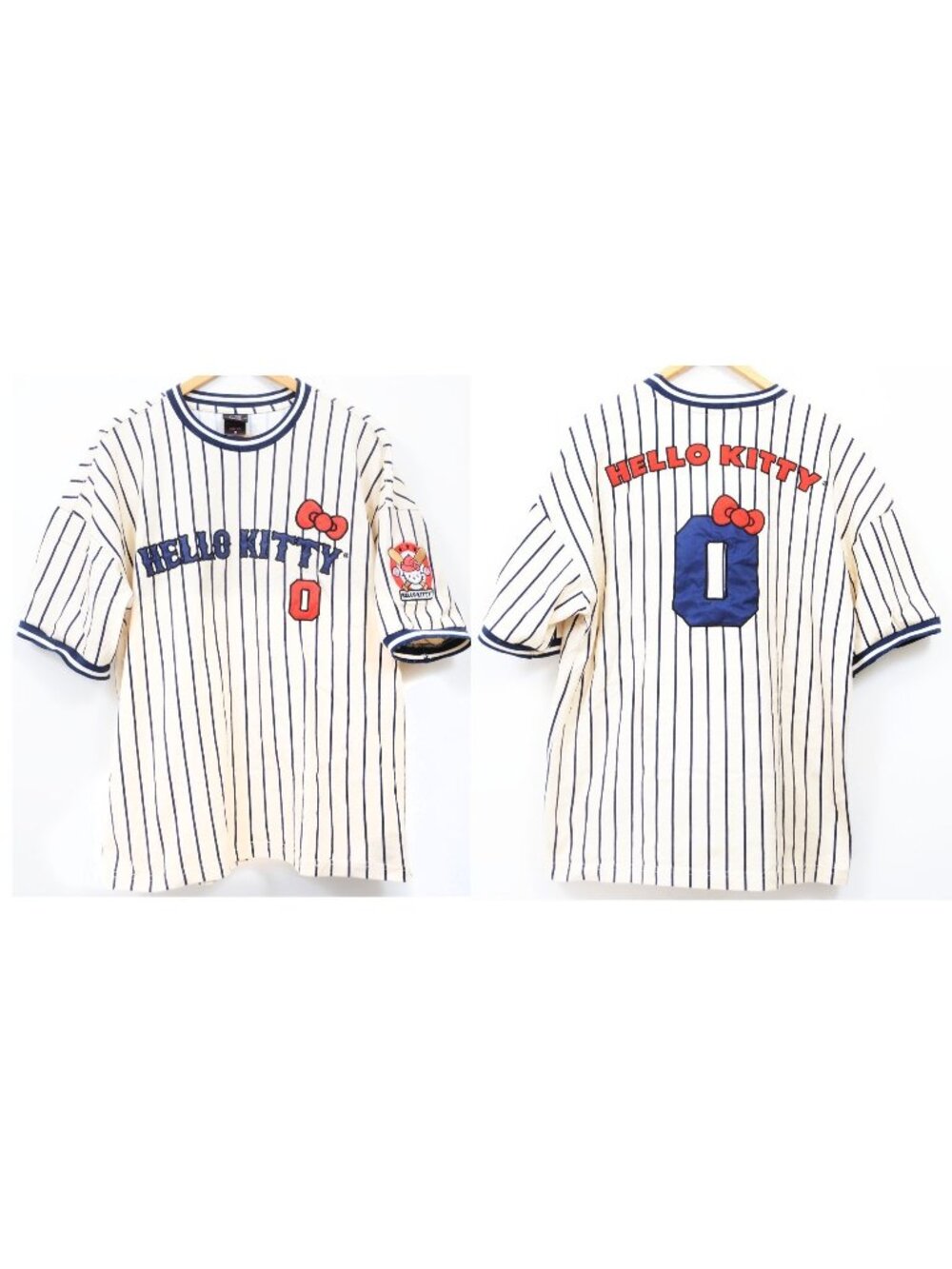 Sanrio Hello Kitty Striped Baseball Jersey - Women's M Organic Cotton